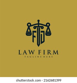 FD initial monogram for lawfirm logo with sword and scale