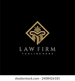 FD initial monogram logo for lawfirm with pillar in creative square design