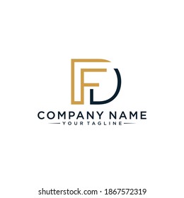 FD Letter Initial Logo Design, Vector Template