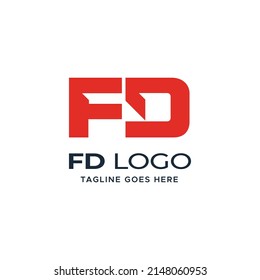 FD Letter Logo Design in Black Colors. Creative Modern Letters Vector Icon Logo Illustration.FD Logo Flat. Suitable for Creative Industry, 
