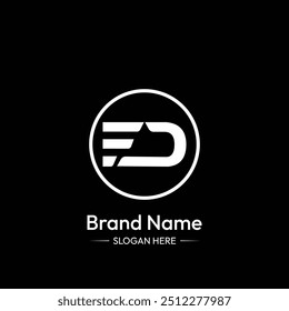 FD Letter Logo Design. Black Background.