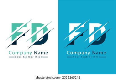Concepto de diseño del logotipo de la carta FD. Ilustración del logotipo del vector