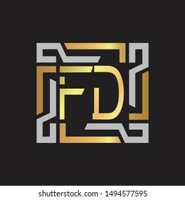 FD Letter logo initial capital monogram with abstract ornament