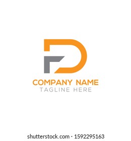 FD Letter Logo Modern Business Vector Template. Initial FD Logo Design With Orange and Grey Color
