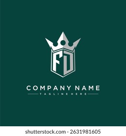 FD letter monogram initial logo for shield and crown design