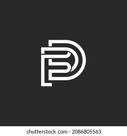 FD letter monogram logo, FD black and white mockup invitation or business card emblem, FD decorative sign.