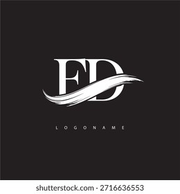 FD-Buchstabe Monogramm-Logo mit Pinselstrich für moderne Markenidentität