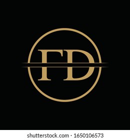 Vorlage für die Design-Vektorillustration der Logo-Typ-FD-Buchstaben. Design des abstrakten Letter FD-Logos