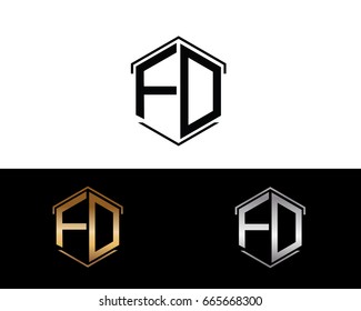 FD letters linked with hexagon shape logo