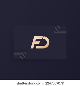 FD letters, monogram design on a card