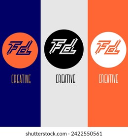 Identidad del logotipo Fd elegante círculo abstracto colorido diseño creativo único icono de plantilla vectorial