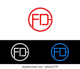 Fd Logo. Letter Design Vector with Red and Black Silver, Gold  Colors
