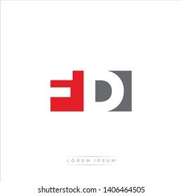 FD Logo Letter with Modern Negative space - Red and Grey Color EPS 10
