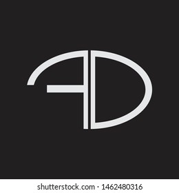 FD Logo letter oval monogram design template with black and white colors