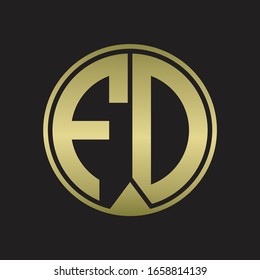 FD Logo monogram circle with piece ribbon style on gold colors