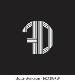FD Logo monogram with outline style linked isolated on black background