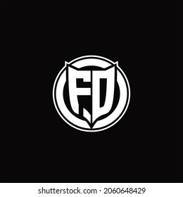 FD-Logo-Monogramm mit Schild- und Planspielplatte auf schwarzem Hintergrund