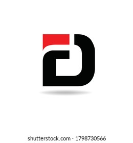 FD logo Vector. Red and black concept illustration. FD LETTER.