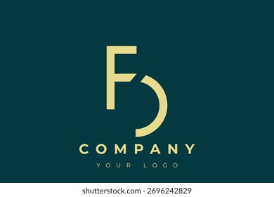 Logotipo dorado moderno de FD. Este moderno y elegante logotipo presenta un elegante diseño de monograma que combina las letras A y B en una forma estilizada y minimalista.