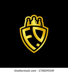 FD monogram logo with shield and crown style design template isolated on black background