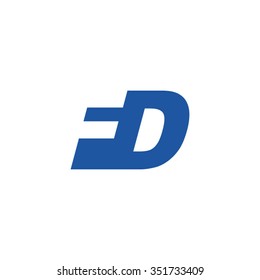 FD negative space letter logo blue