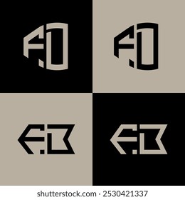 FD polygon, circle, hexagon, flat and simple letter logo set in one artboard. FD minimalist and classic logo.
