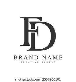 FD trendy logotype template. Initial letter f and d classic font style. Creative logo for company name or identity. Vector illustration.