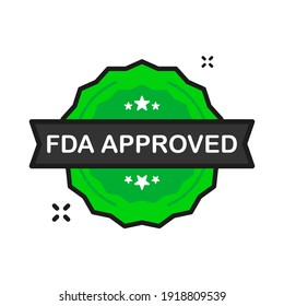 FDA Approved badge green Stamp icon in flat style on white background. Vector illustration.