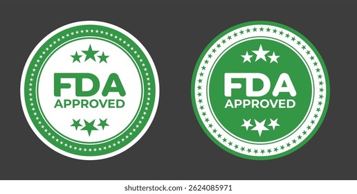 FDA Approved Badge Icon – Green Seal of Approval Label for Medical, Pharmaceutical, Healthcare, or Certified Product Packaging