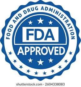 FDA Approved Badge Logo – Blue Seal Design for Medical and Product Packaging