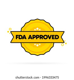 Insignia aprobada por la FDA. Vector. Icono de sello aprobado por la FDA. Logo de la insignia certificada. Plantilla de marca. Etiqueta, Pegatina, Iconos. EPS vectorial 10. Aislado en segundo plano