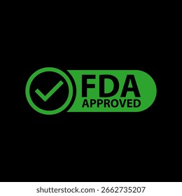 FDA-genehmigtes Banner-Symbol einzeln auf schwarzem Hintergrund