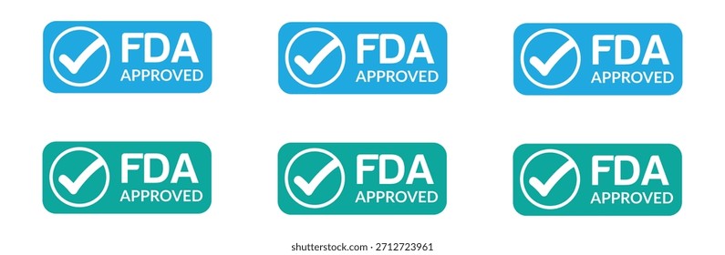 FDA approved certification seals fda approved stamp. FDA approved icon isolated on white background. Set icons colorful. FDA APPROVED Rubber Stamp Seal with an Outline and Text.