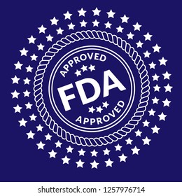 FDA Approved emblem, label, badge, logo, seal.