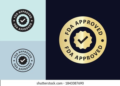 FDA Approved icon elegant golden color vector illustration