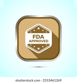 FDA approved icon, Food and Drug administration icon label, Gold Shadow Button Design