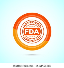 FDA approved icon, Food and Drug administration icon label, Orange Color Button Design