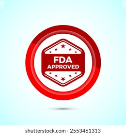 FDA approved icon, Food and Drug administration icon label, Red Color Button Design