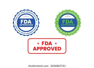 FDA Approved Icon Food and Drug Administration Symbol Label, Badge, Logo, Seal Vector Design
