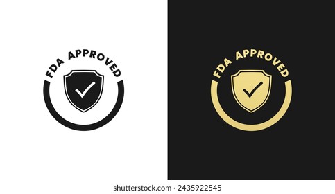 FDA Approved Icon or FDA Approved Label vector isolated. FDA Approved icon for product packaging design element. FDA Approved label for packaging design element.