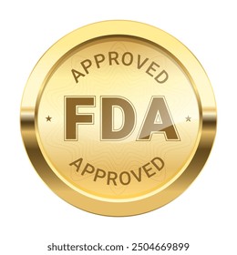 FDA Approved label, Food And Drug Administration Gold Round Circle sticker Badge with stars for use to your product, realistic Golden Medal coin for your business