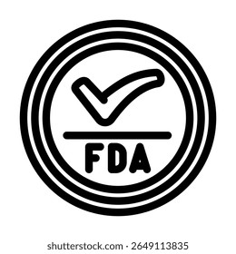 fda aprovado ícone de linha vetor. sinal aprovado fda. símbolo de contorno isolado ilustração em preto