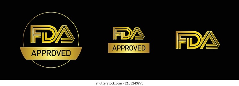 FDA Approved Logo, Icon Set Gold Vector Illustration 