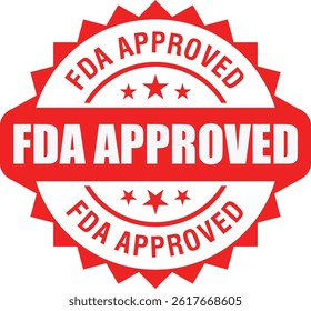 FDA Approved Red Round Label – Official Food and Drug Administration Circle Badge with Stars for Product Packaging