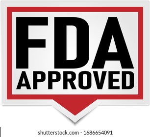 fda approved red square price tag vector illustration