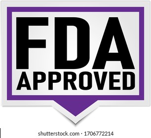 fda approved red square price tag vector illustration