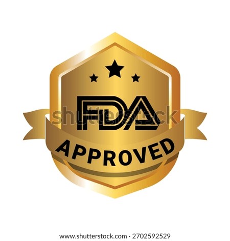 fda approved round isolated gold badge