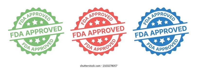 FDA approved rubber stamp. U.S. Food and Drug Administration symbol