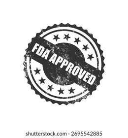 Diseño negro aprobado del icono de la insignia del sello de la FDA