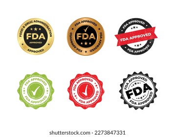 fda aprroved label, stamp, badge, seal, sticker, tag, vector, food and drug administration badge 3d with grunge effect